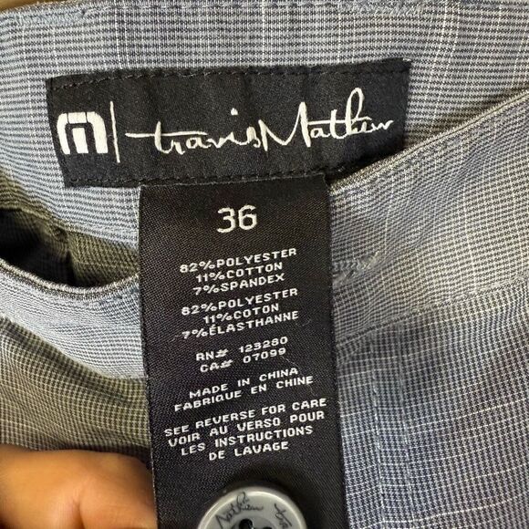 Travis Mathew Mens Size 36 Flat Front Dress Shorts Black White Check Pockets - Picture 7 of 7